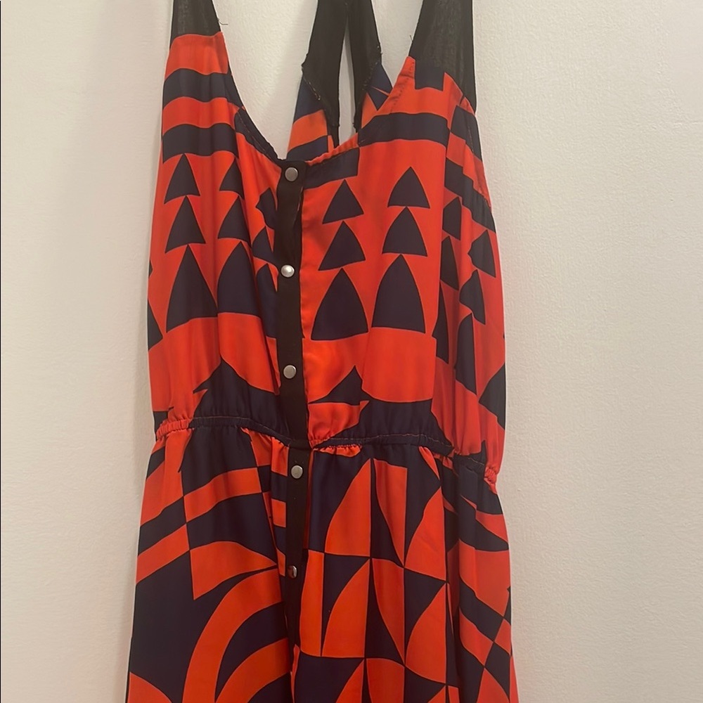 Silence + Noise Red and Black Geometric Dress
